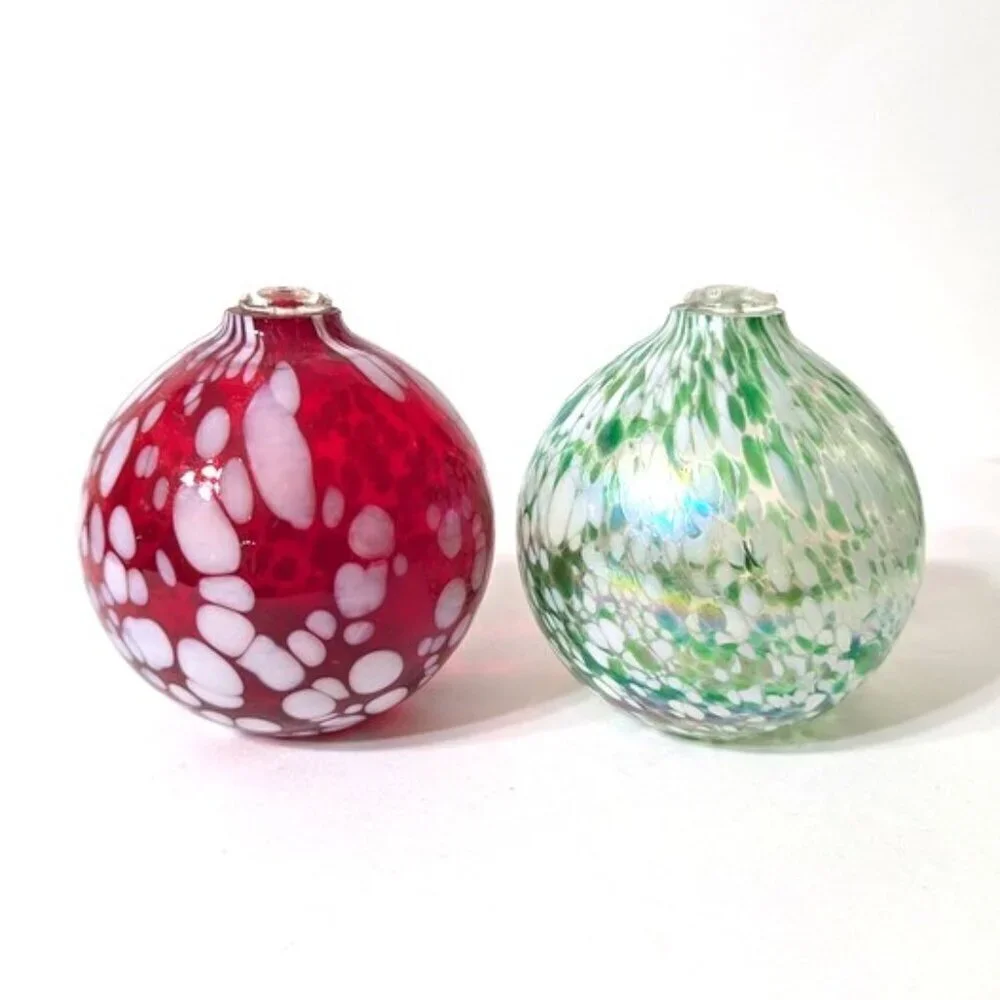 Pottery Barn Oil Lamp/Diffuser Glass Ball Confetti Iridescent Round Glass